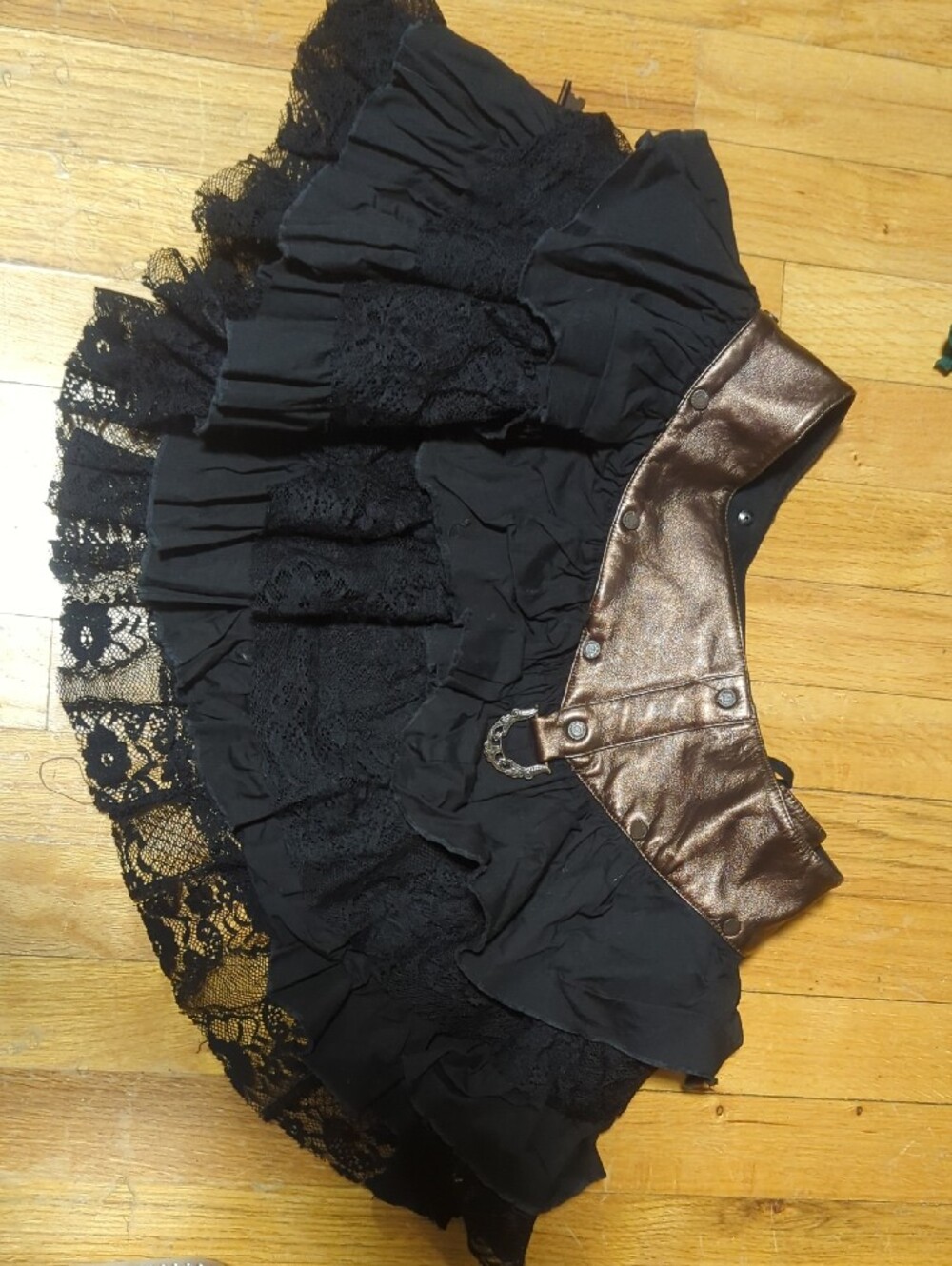 EXTREMELLY RARE Lip Service Skirt Bronze Metallic Waistband and Ornate Buckle - Picture 5 of 11